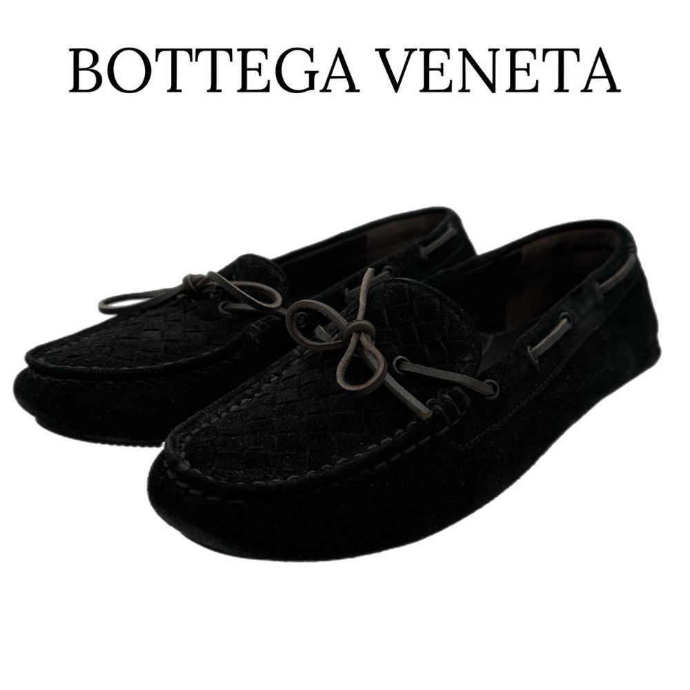 Bottega Veneta Black Intrecciato Suede Bow Slip-On Loafers – Size 39.5 EU